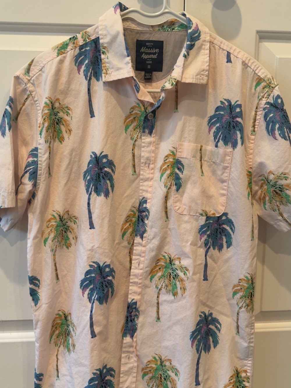 & Other Stories Pink Palm-Print Short Sleeve Button-Down Shirt